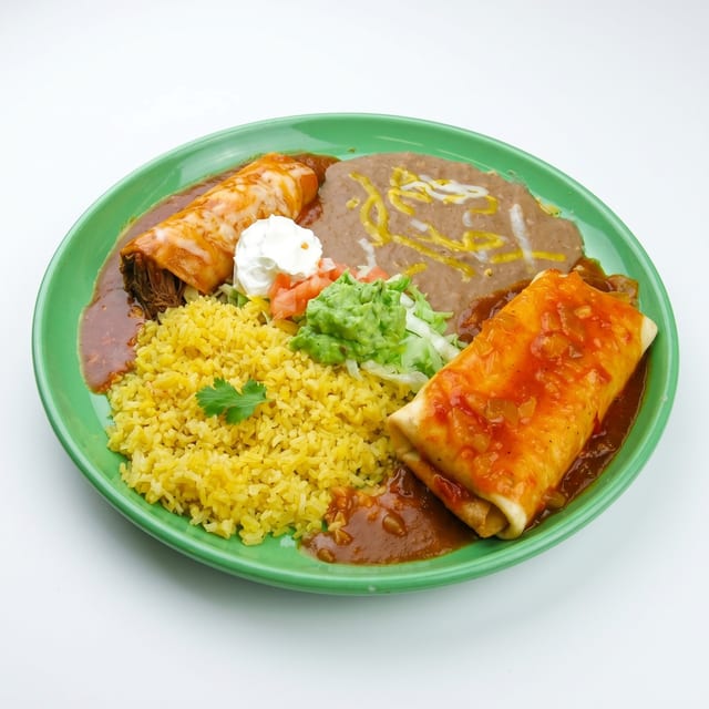 Chimichanga with Tamale or Chile Relleno or Enchilada.