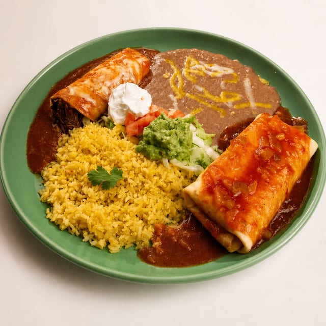 Chimichanga with Tamale or Chile Relleno or Enchilada.