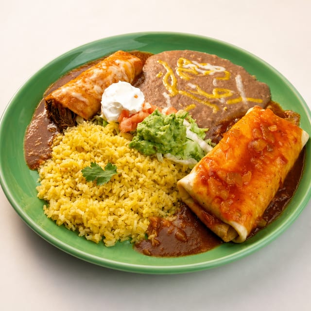 Chimichanga with Tamale or Chile Relleno or Enchilada.