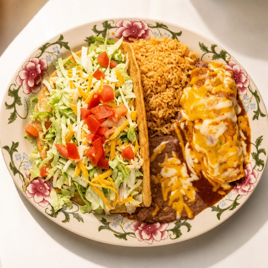 Chalupa with Chile Relleno or Tamale or Enchilada.