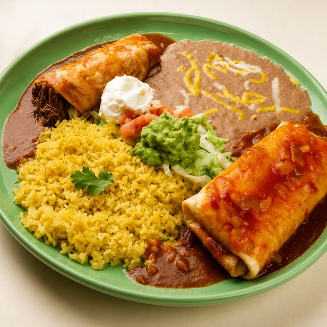 Chimichanga with Tamale or Chile Relleno or Enchilada.