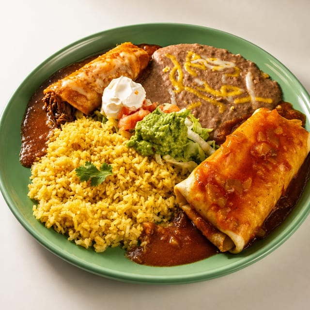 Chimichanga with Tamale or Chile Relleno or Enchilada.