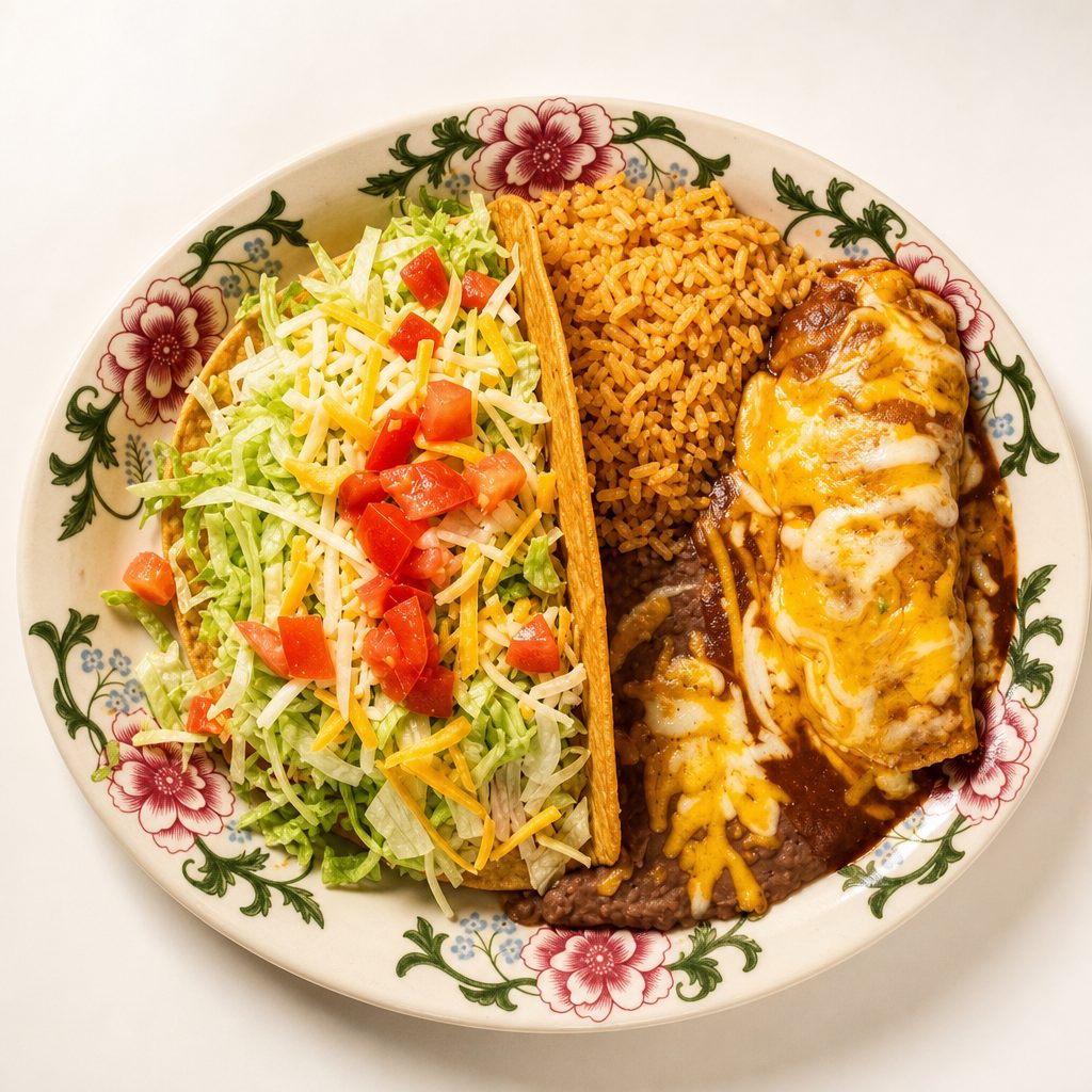 Chalupa with Chile Relleno or Tamale or Enchilada.