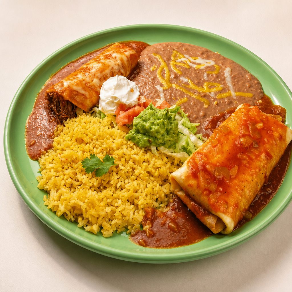 Chimichanga with Tamale or Chile Relleno or Enchilada.
