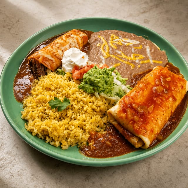 Chimichanga with Tamale or Chile Relleno or Enchilada.