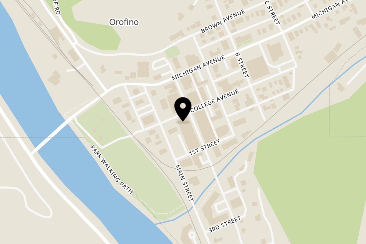 Map showing the location of Fiesta En Jalisco Orofino on 203 Johnson Ave in Orofino