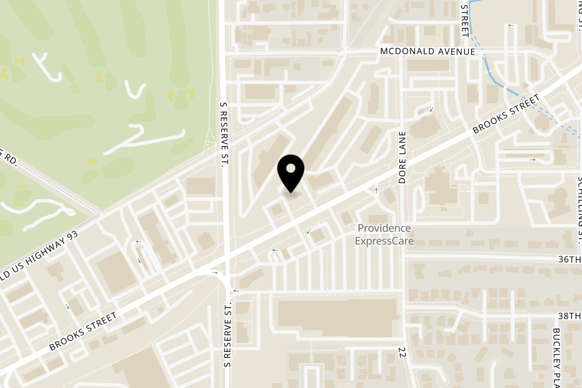 Map showing the location of Fiesta En Jalisco Brooks Street on 3701 Brooks St A in Missoula