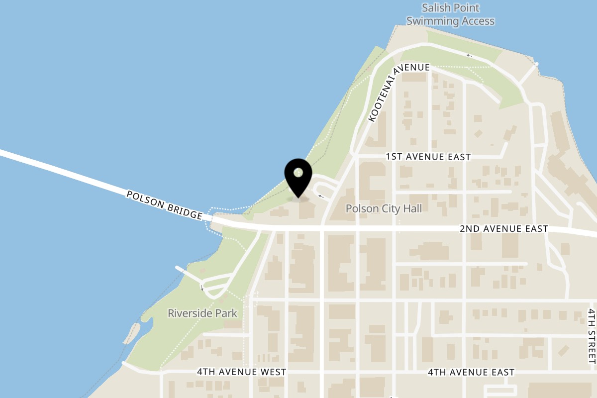 Map showing the location of Fiesta En Jalisco Polson on 110 Main Street in Polson